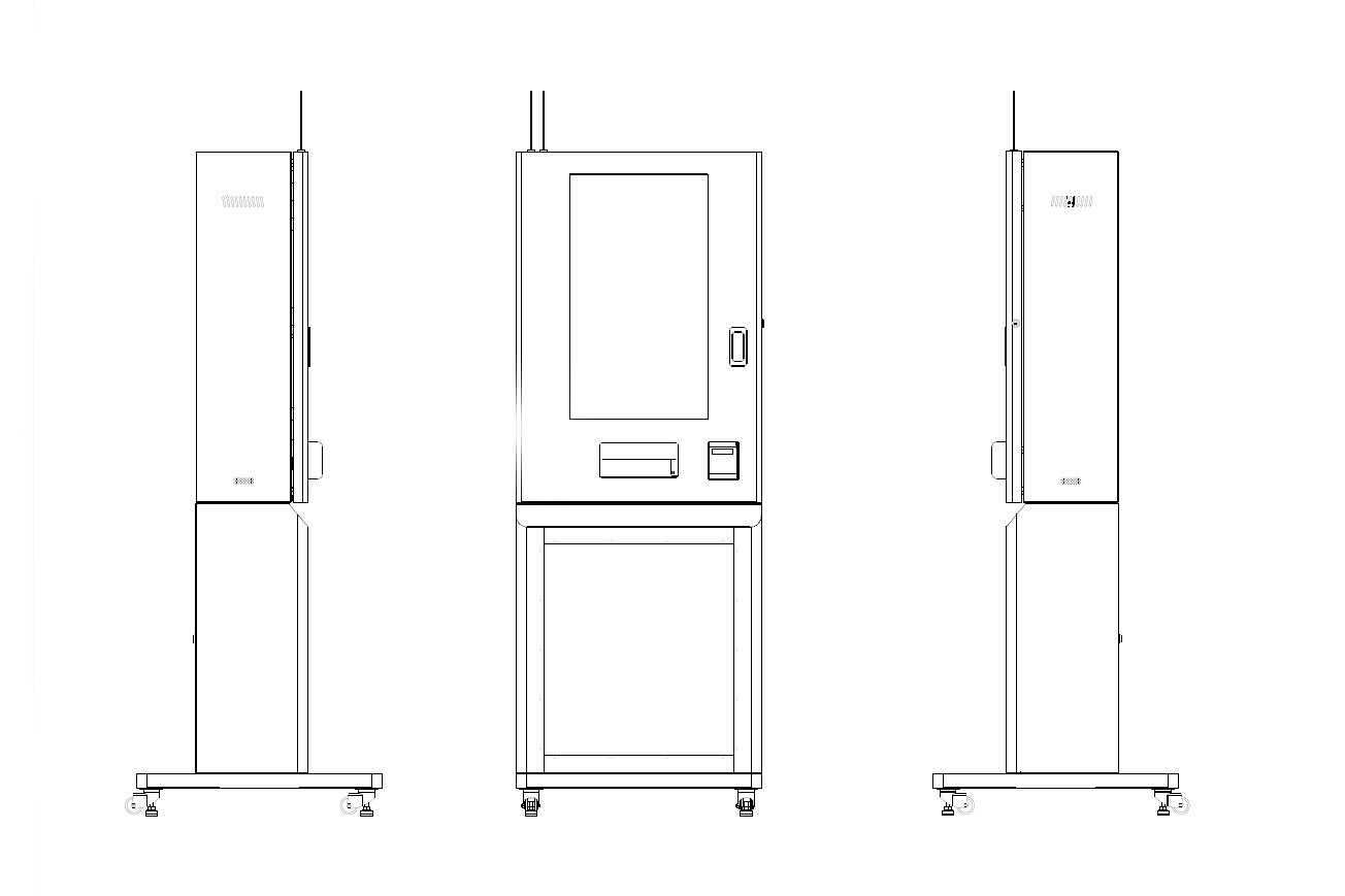 A schematic technical drawing for the OMNI Mini custom vending chassis.