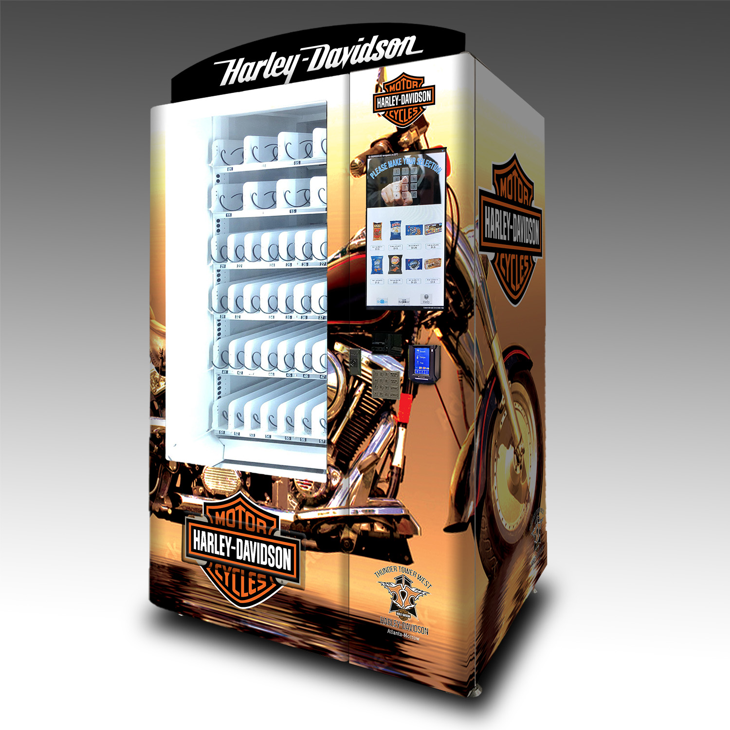 A custom vending machine built for a Harley Davidson dealership.