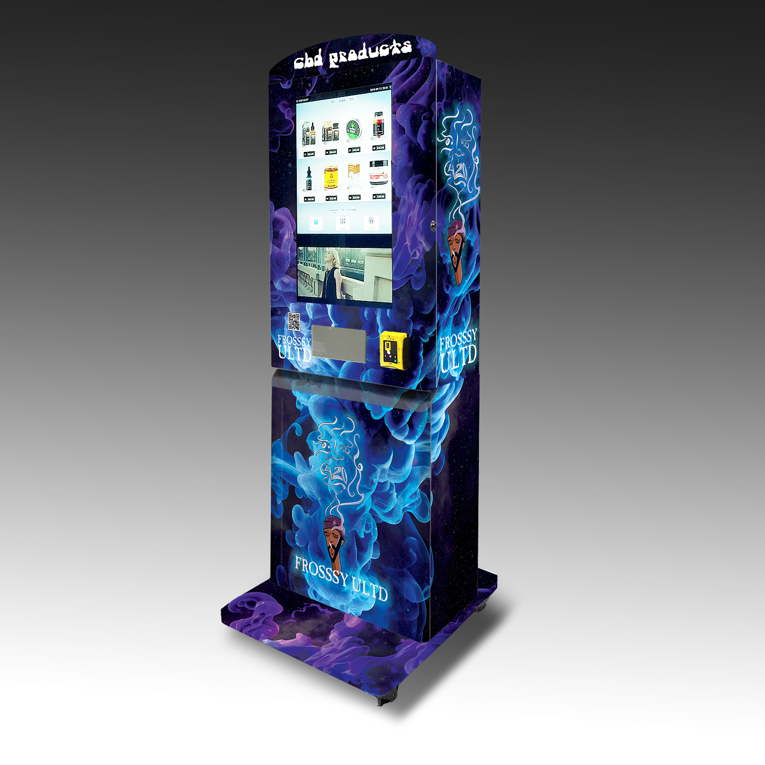 A custom CBD vending machine built for Frossy ULTD.