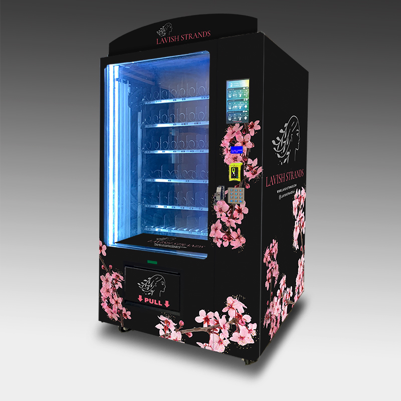 A custom lashes and wigs vending machine built for Lavish Strands.