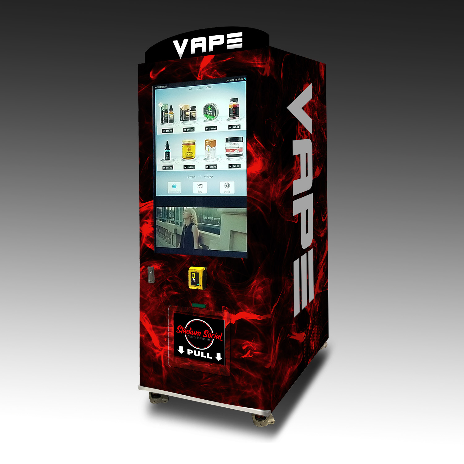 A custom vape vending machine built for Staduim Social.