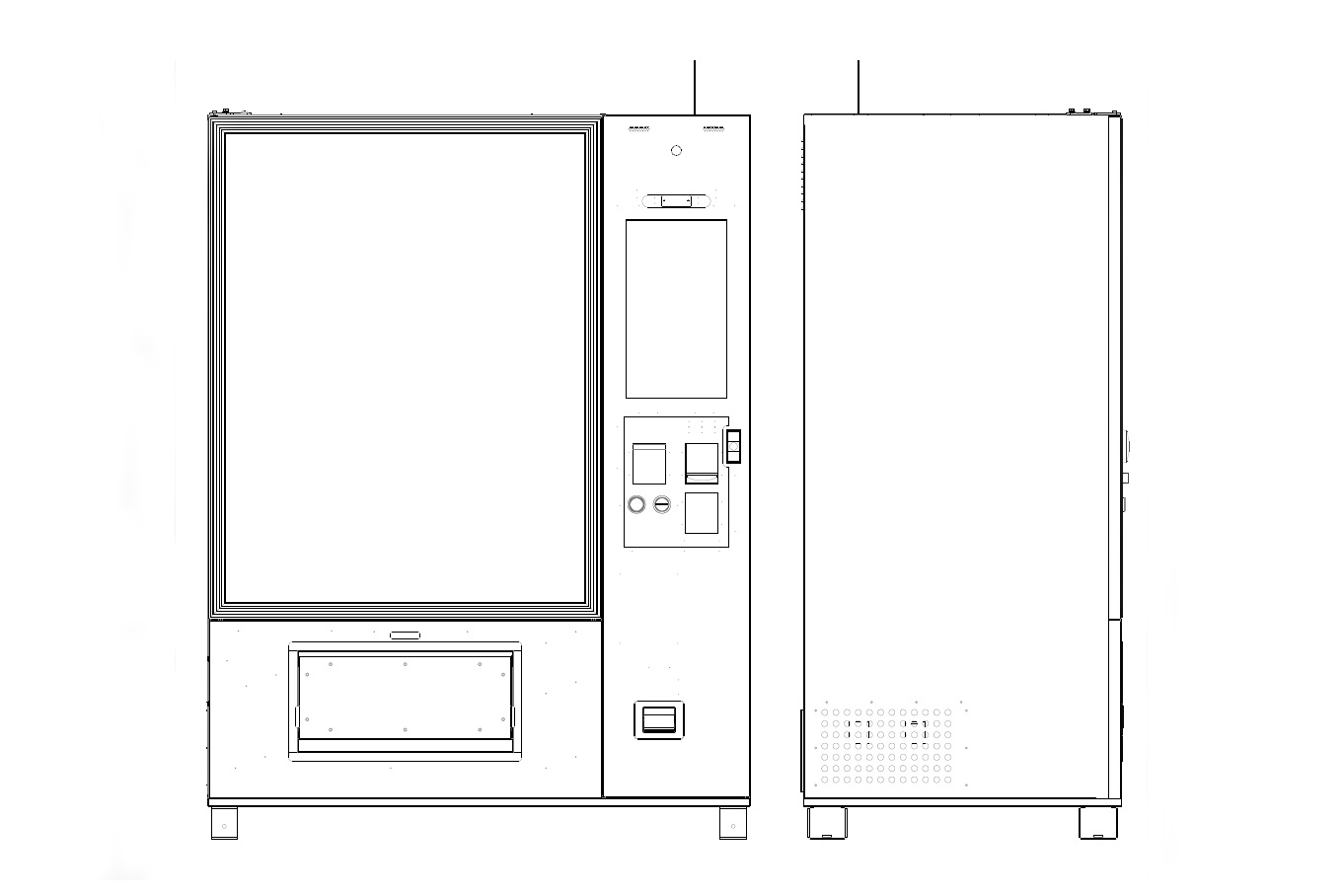 A schematic technical drawing for the OMNI Elite custom vending chassis.