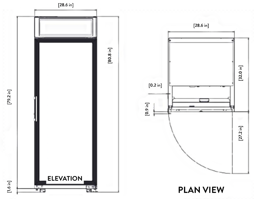 A schematic technical drawing for the OMNI Elite custom vending chassis.