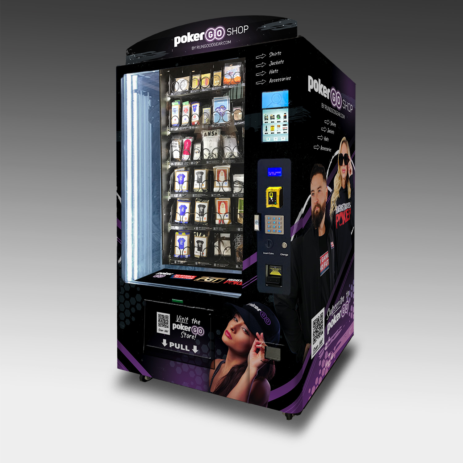 A custom vending machine built for a poker influencer, Poker Go Shop.