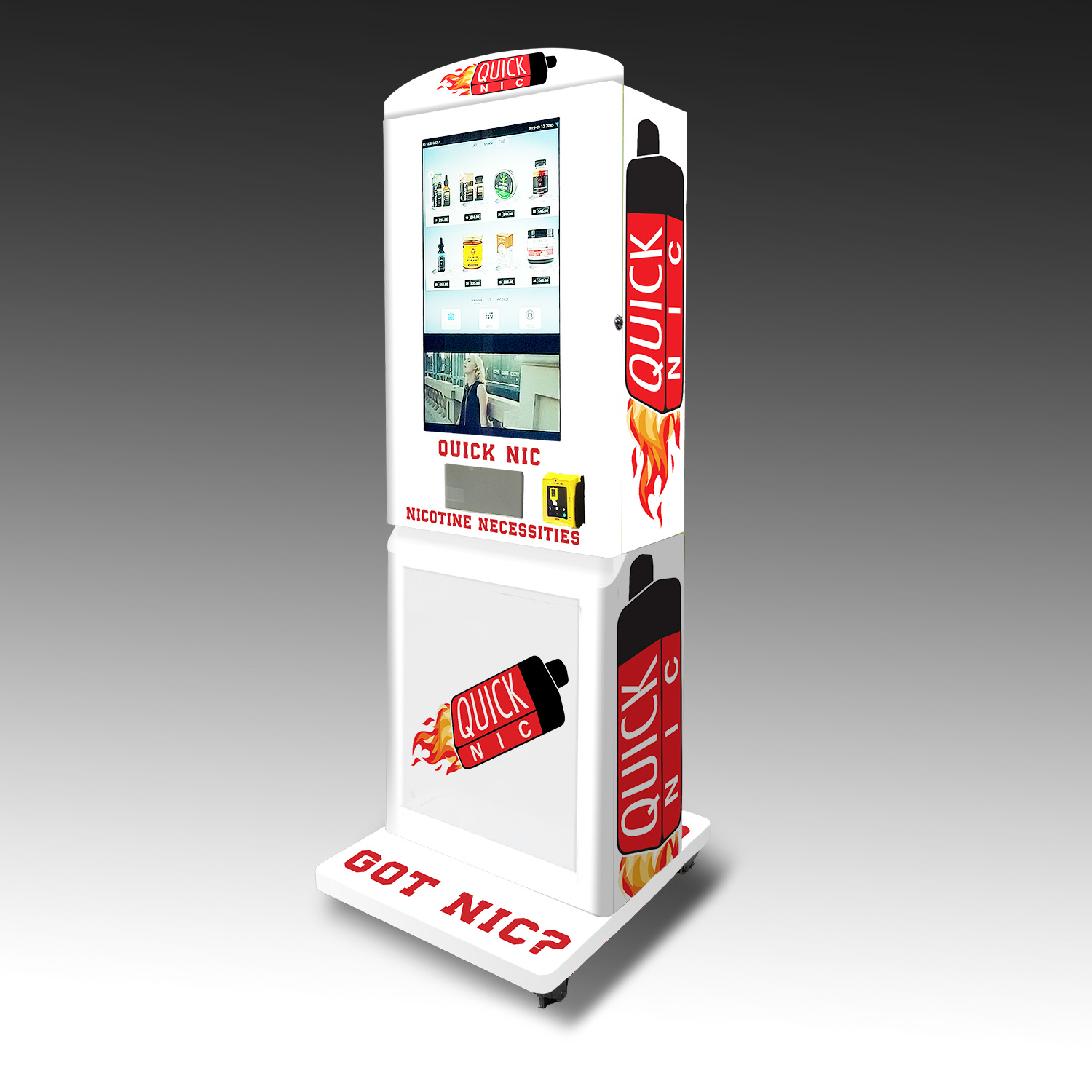 A custom vape vending machine built for Quick Nic.