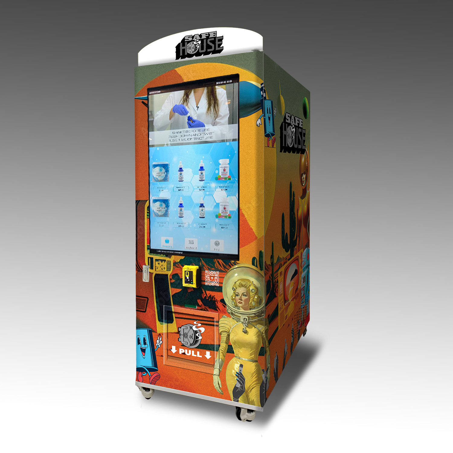 A custom vape vending machine built for Safe House.