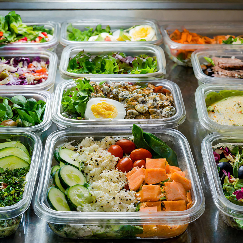 An image of healthy ready-made prepped meals to be vending in a custom vending machine.