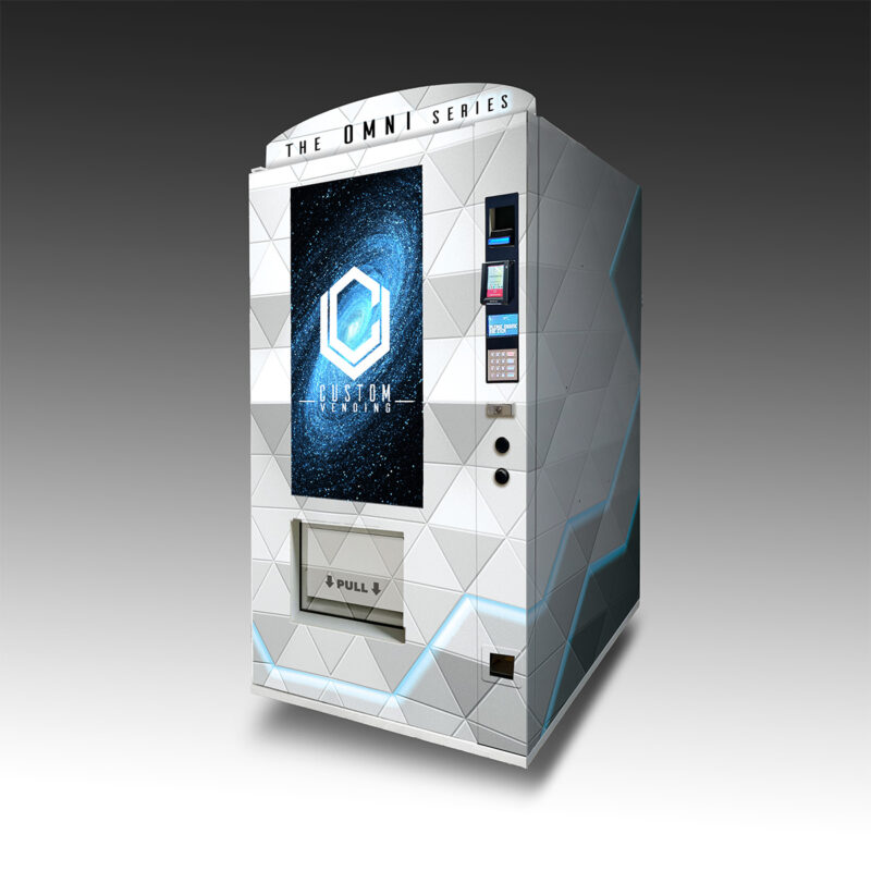 A mockup of the OMNI Vista Frozen custom vending chassis facing to the left.