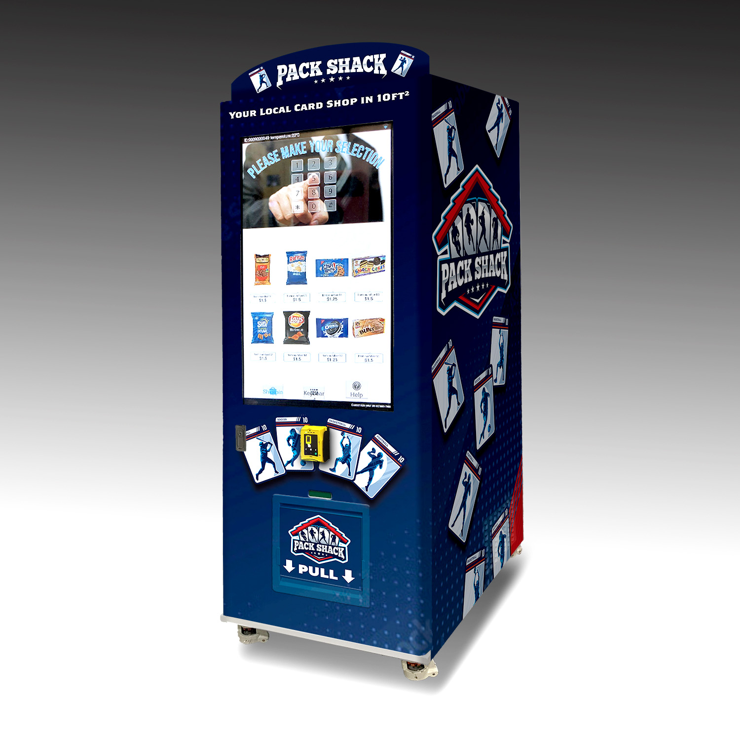 A custom vending machine for trading cards built for Pack Shack.