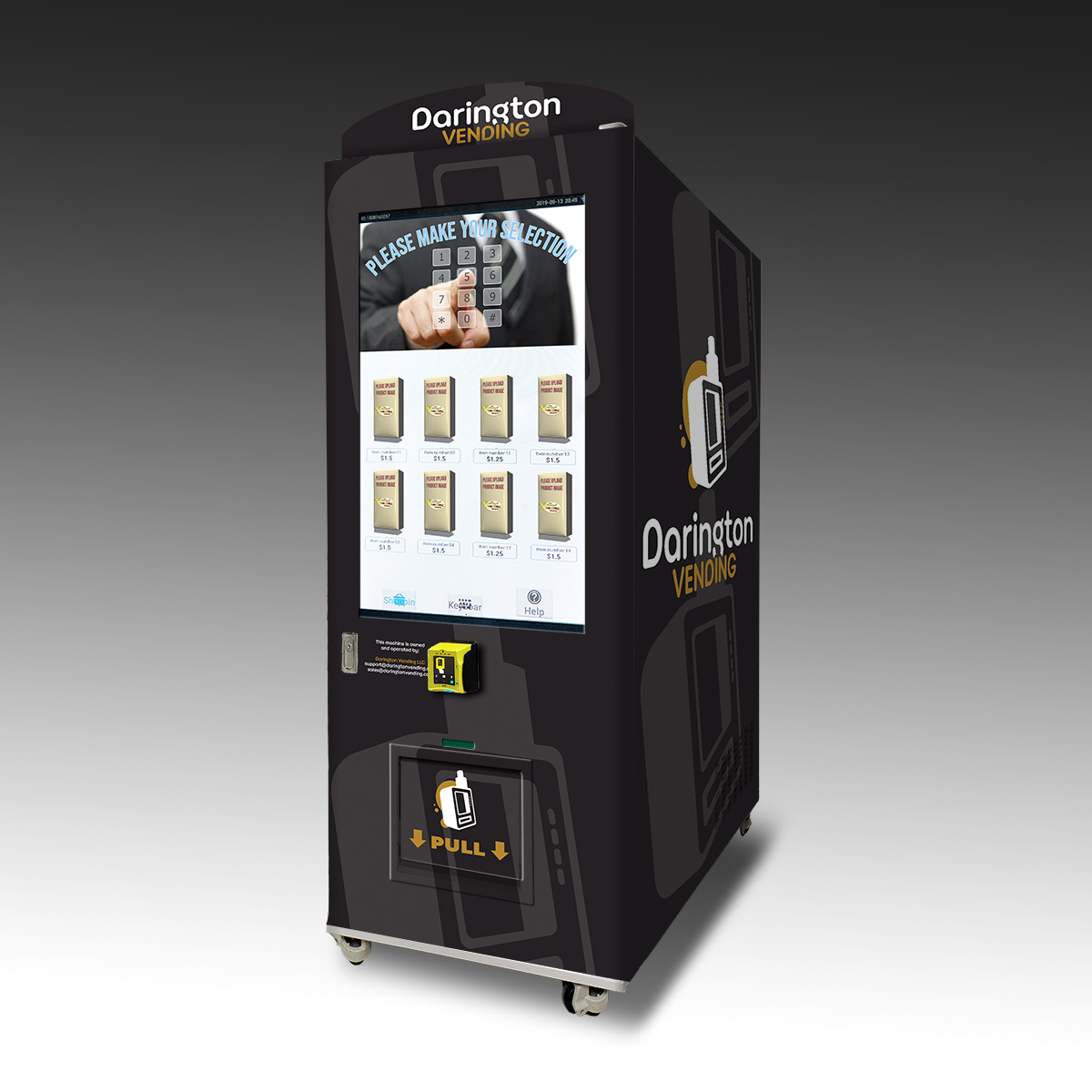 A custom vape vending machine built for Darington Vending.